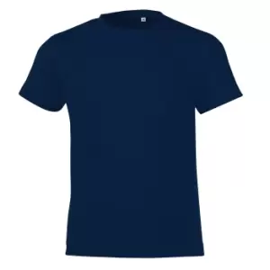 Image of SOLS Childrens/Kids Regent Short Sleeve Fitted T-Shirt (12 Years) (French Navy)