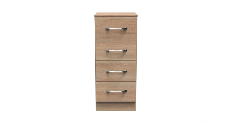 Image of Ready Assembled 2 U Hampshire 4 Drawer Tall Bedside (Ready Assembled) in Light Oak Light Oak Unisex