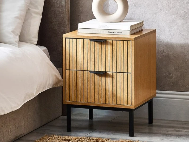 Image of Julian Bowen Sia Oak 2 Drawer Bedside Table