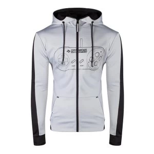 Image of Nintendo - Snes Controller Front Outline Mens Medium Hoodie - Grey/Black