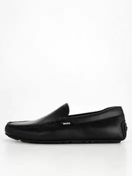 Image of BOSS Noel Leather Moccasin, Black, Size 42, Men