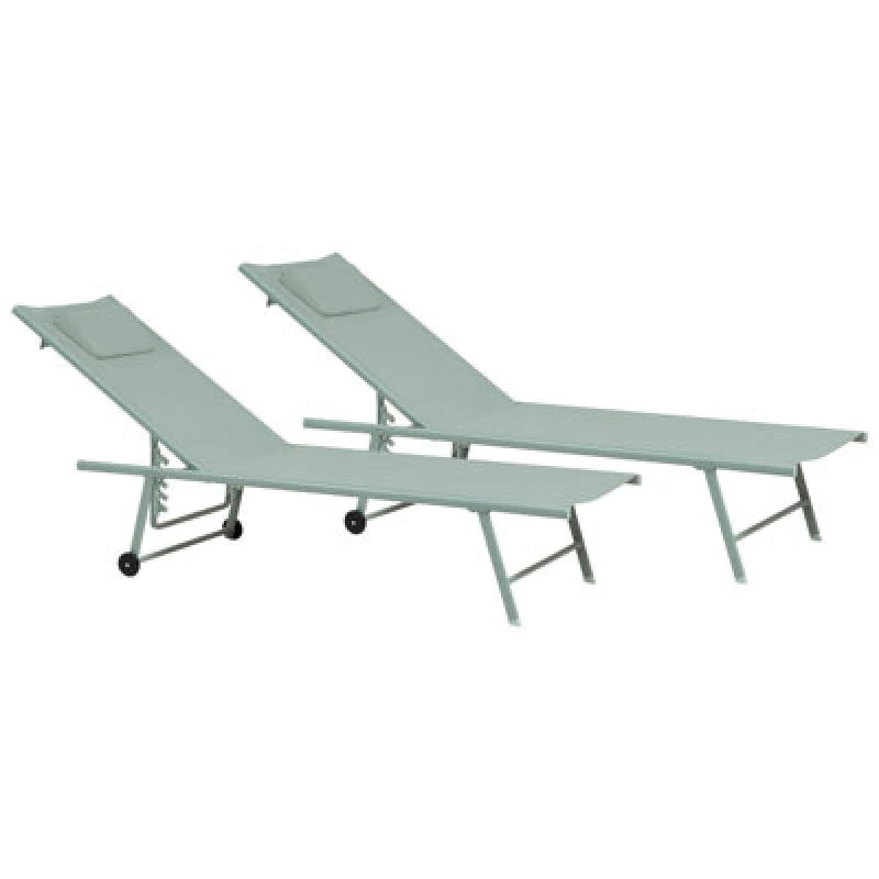 Image of Beliani Set Of 2 Sun Loungers Soroni Metal Light Green