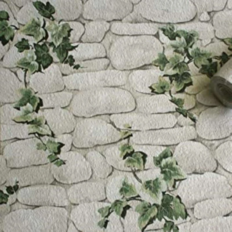 Image of Erismann Ivy Stone White & Green Wallpaper 7519-2