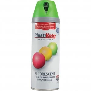 Image of Plastikote Twist and Spray Fluorescent Aerosol Spray Paint Green 400ml