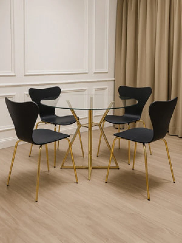 Image of Orsina Versatile Dining Chair With Black Seat, Comfortable Breakfast Room Chair, Elegant Design Outdoor Chair