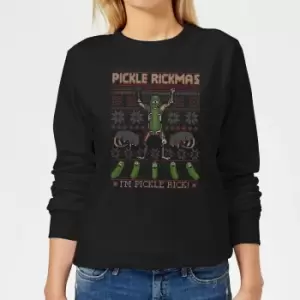 Image of Rick and Morty Pickle Rick Womens Christmas Jumper - Black - 3XL
