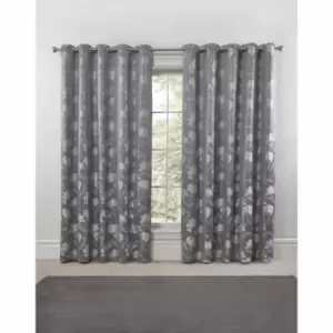 Image of Emma Barclay Blossom Eyelet Curtain 66 X 54 Silver (pair)