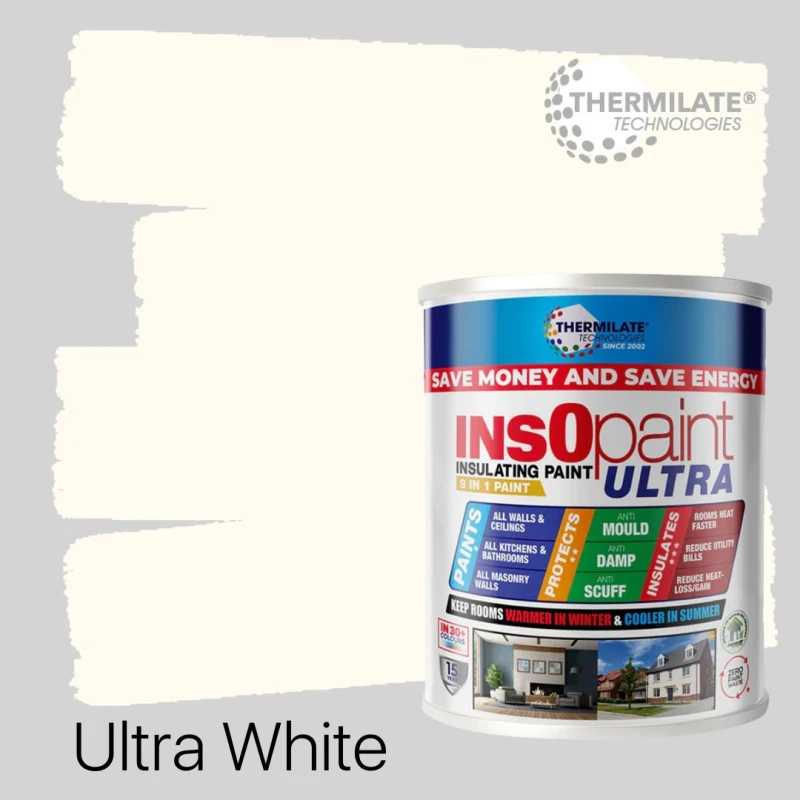 Image of THERMILATE TECHNOLOGIES InsOpaint ULTRA - 9 IN 1 Interior & Exterior Paint - 5L in Ultra White Ultra White Unisex 5L