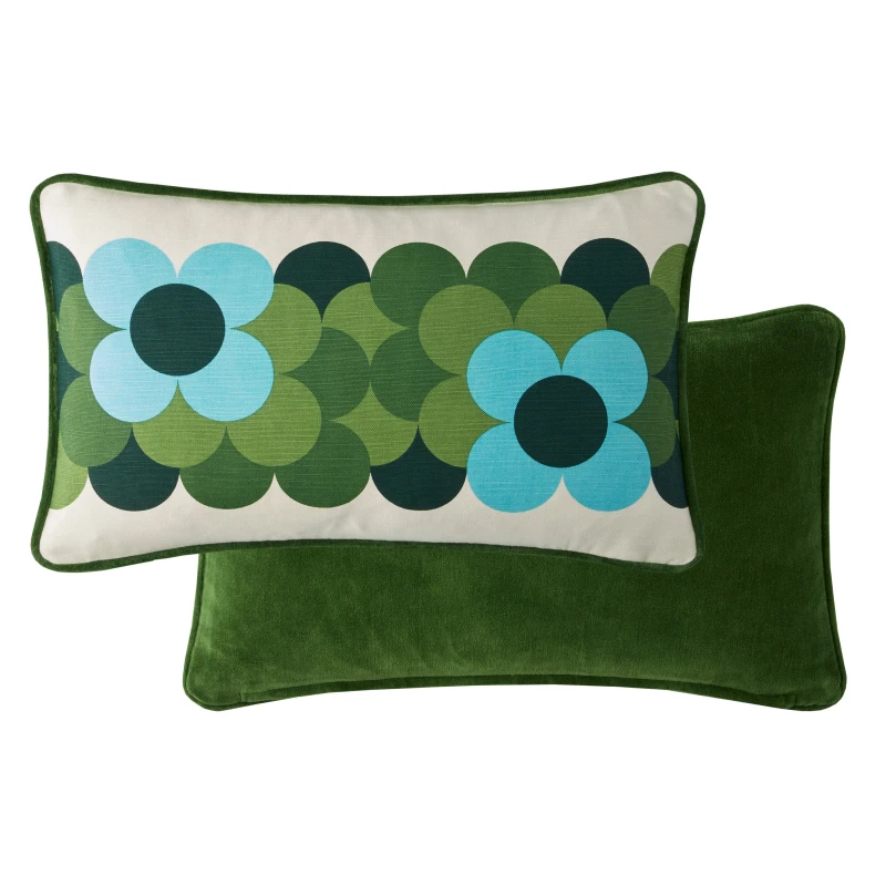 Image of Orla Kiely Retro Flower Stripe 30cm x 50cm Filled Cushion Riviera