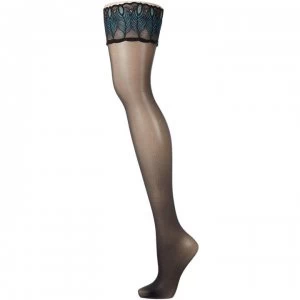 Image of Falke Lunelle peacock 8 denier hold ups - Black