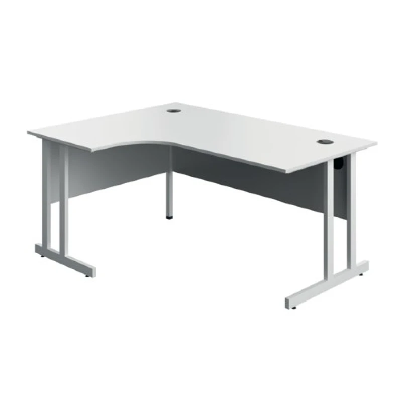 Image of Serrion Twin Upright Left Hand Corner Desk 1600x1200x730mm White/White KF800314