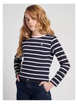 Image of Jack Wills Girls Stripe Long Sleeve T Shirt - Navy Blazer, Navy, Size Age: 5-6 Years, Women