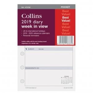 Image of Collins KT3700 2019 Pocket Diary Refill Week to View Ref KT3700 19