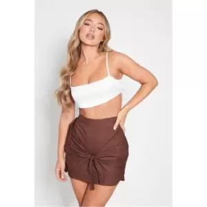 Image of I Saw It First Brown Tie Front Mini Skirt - Brown