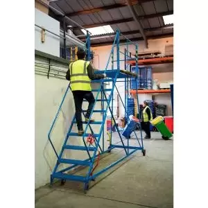 Image of Fort Service Platform 10 Tread Standard slope 54 angle Mesh Blue