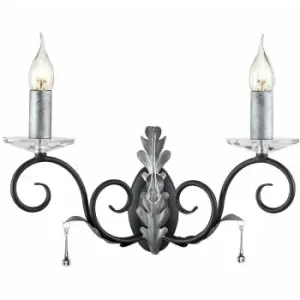 Image of Loops - Twin Wall Light Sconce Handmade Glass Droplets Black Silver LED E14 60W Bulb