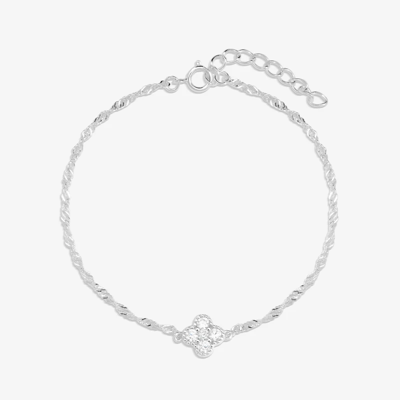 Image of Simply Silver Sterling Silver 925 Cubic Zirconia Fine Clover Bra Jewellery Sets One Size Silver 72780911000