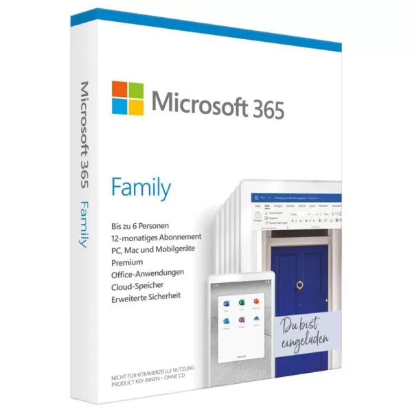 Image of Microsoft 365 Family Digital Download 6 Users - Monthly / Annual Renewable Subscription, 1 Year Included