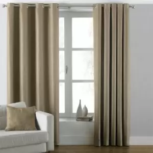 Image of Rivapaoletti - Riva Paoletti Atlantic Woven Twill Lined Eyelet Curtains, Latte, 66 x 72 Inch