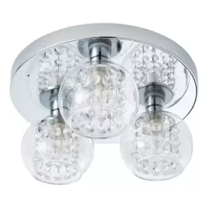 Image of Spa Megara 3 Light Ceiling Light Decorative Crystal Clear Glass and Chrome