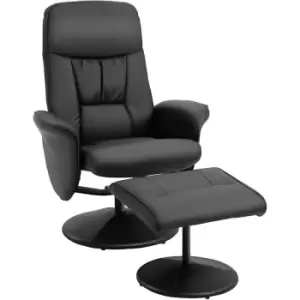 Image of HOMCOM 2 Pcs Reclining Armchair Ottoman 360° Swivel Home Furniture PU Leather Black - Black