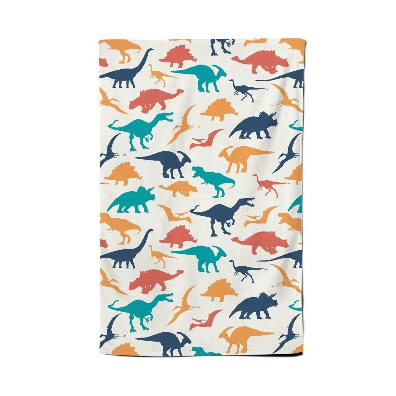 Image of Warren Reed - Designer Multicoloured Dinosaurs Tea Towel in Blue Blue Unisex