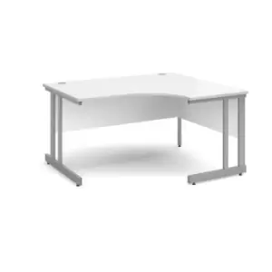 Image of Office Desk Right Hand Corner Desk 1400mm White Top With Silver Frame 1200mm Depth Momento