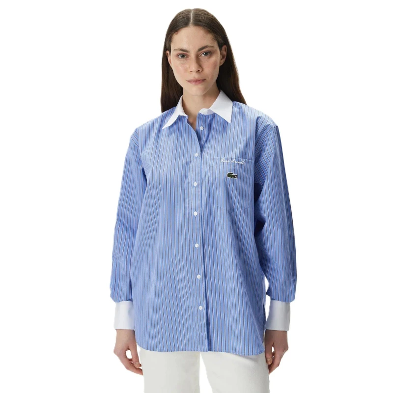 Image of Lacoste Womens Long-Sleeve Patterned Shirt Persian female 10 (38)