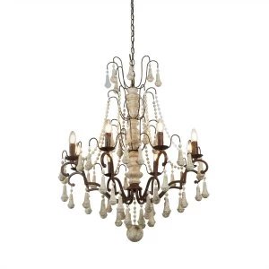 Image of 8 Light Chandelier Rustic Brown Finish, E14