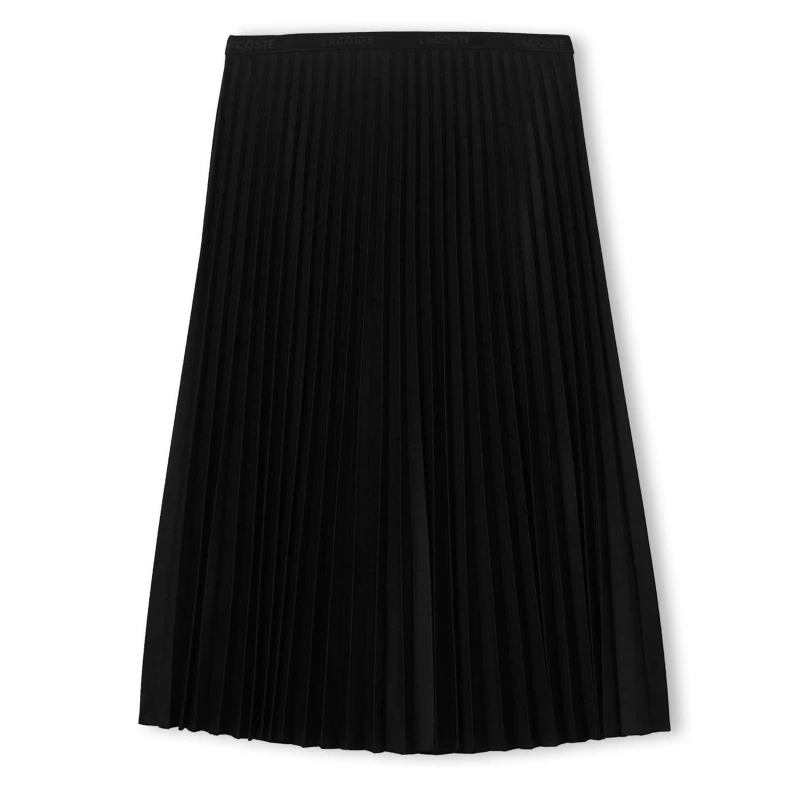 Image of Lacoste Elasticated Waist Flowing Pleated Skirt Black female 2XS