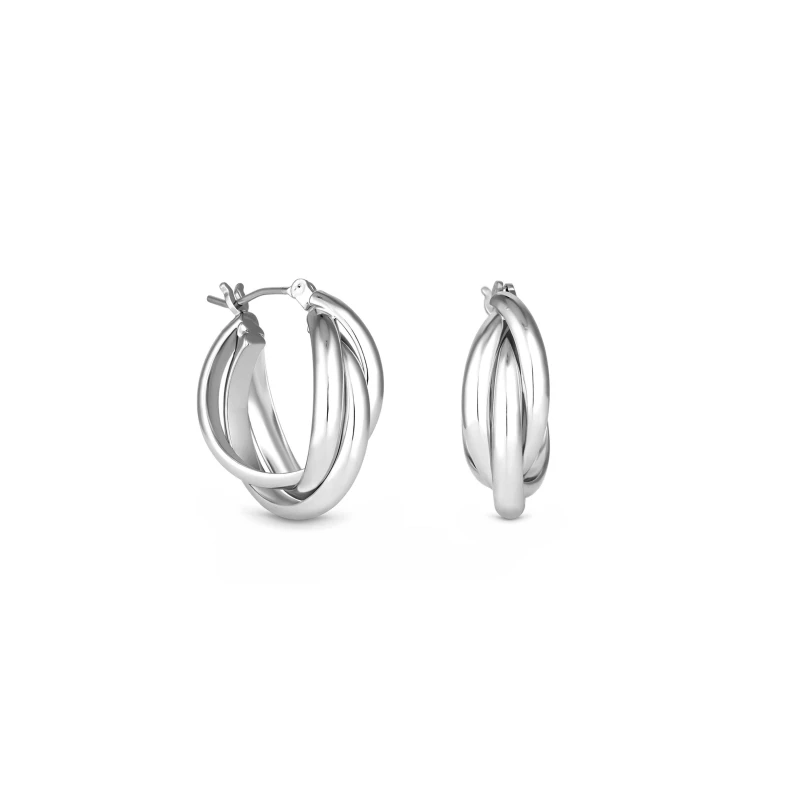 Image of Jon Richard Silver Polished Interlocking Hoop Earrings Jewellery Sets One Size Silver 70970711000