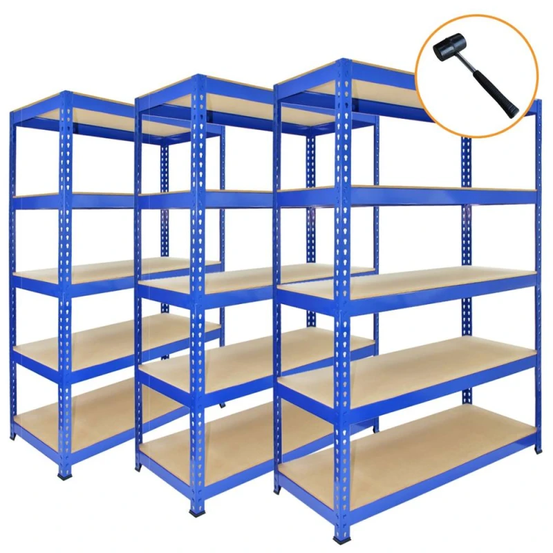 Image of MONSTER RACKING Monster Shop - 3 x Blue Racking Bay Unit 5 Tier Heavy Duty Steel Metal 200kg 5060225632658