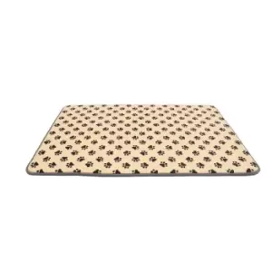 Image of Groundlevel Paw Print Memory Foam Pet Mat - Cream 80x120cm