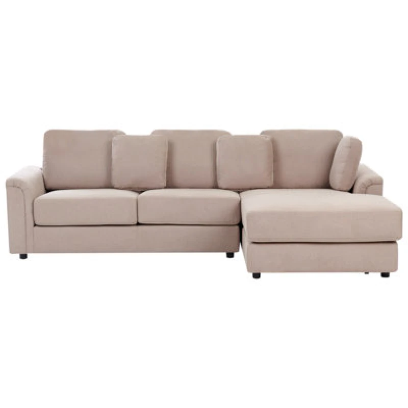 Image of Beliani Corner Sofa 4 Seater Kohlo Fabric Taupe Left Hand