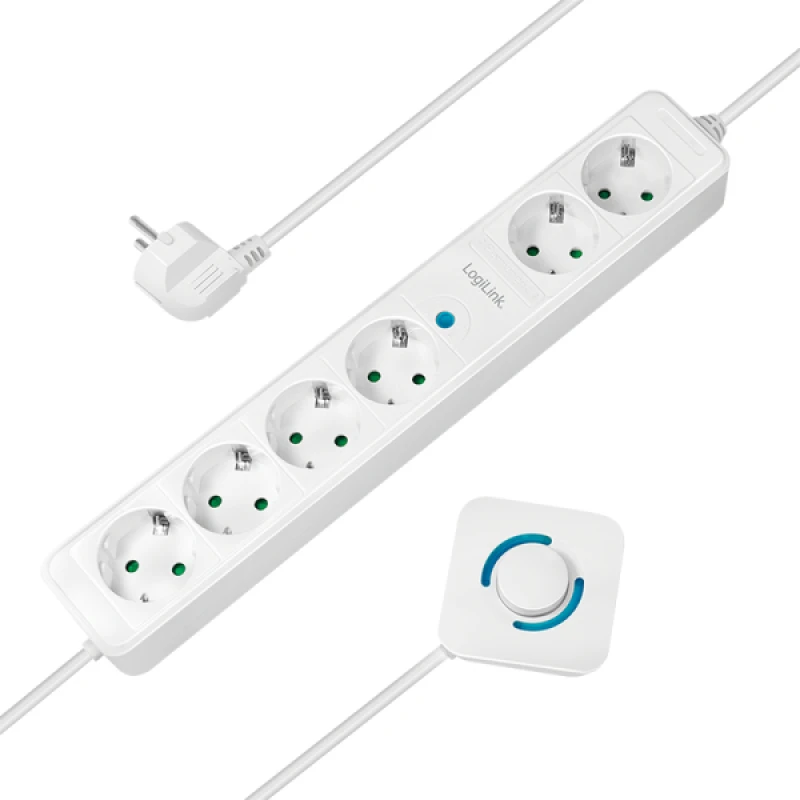 Image of LogiLink LPS271 power extension 1.5 m 6 AC outlet(s) Indoor White