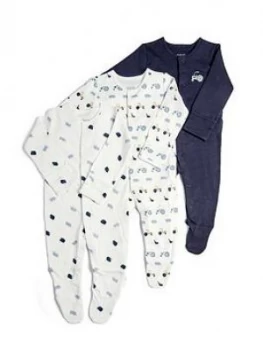 Image of Mamas & Papas Farm Sleepsuits 3 Pack Baby Boys