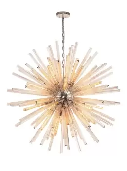 Image of 32 Light E27, Round Pendant Polished Nickel , Champagne Glass