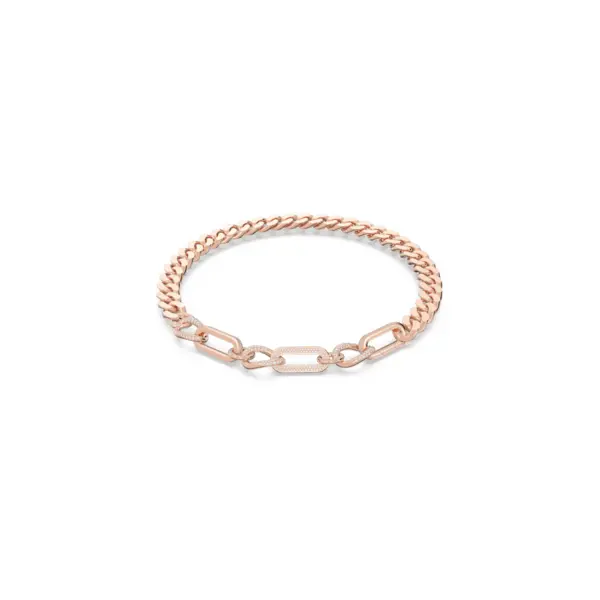 Image of Swarovski Dextera Pave Statement Mixed Links White Rose Gold-tone Plat