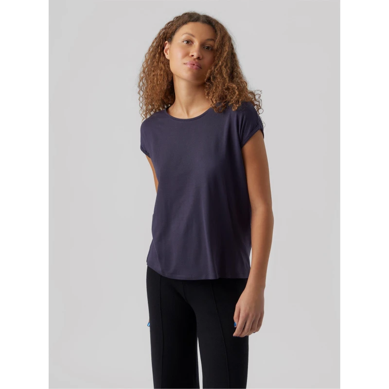 Image of Vero Moda VM Ava Plain Shirt Sleeve T-Shirt Womens - Blue Blue 8