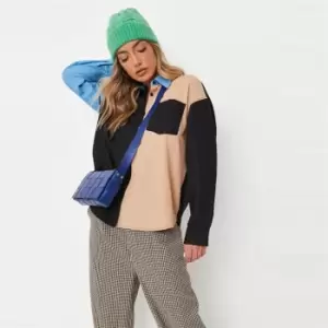 Image of Missguided Colourblock Spliced Shirt - Multi