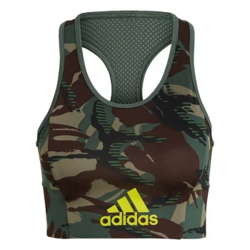Image of adidas Medium Support Camo Believe This Bra - Khaki , Green, Size S, Women
