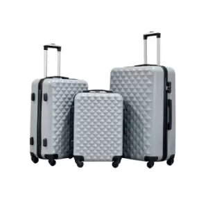 Image of Groundlevel Diamond ABS 4 Wheel Silver Suitcase 3Pcs Set