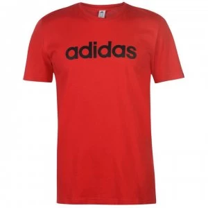 Image of adidas Mens Essentials Linear T-Shirt - Lt Scarlet/Black