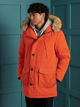 Image of Superdry Everest Parka Coat, Orange Size M Men