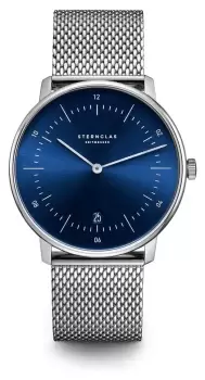 Image of STERNGLAS S01-NA06-MI04 Mens Naos Blue Dial Steel Mesh Watch