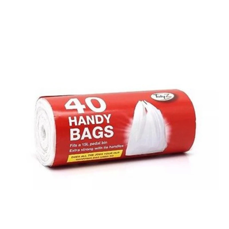 Image of Handy Bags With Tie Handle Roll of 40 - Tidyz