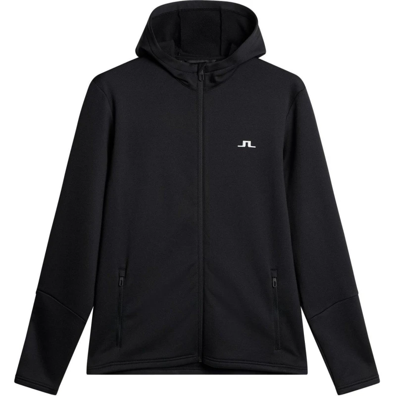Image of J Lindeberg Golf Mens Full Zip Hoodie Black male Small