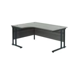 Image of Jemini Radial Left Hand Double Upright Cantilever Desk 1800x1200x730mm Grey Oak/Black KF820512