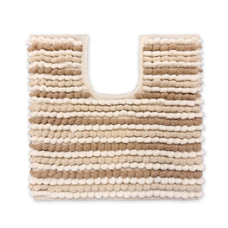 Image of Allure Bath Fashions Striped Chunky Bobble Pedestal Toilet Mat - Natural