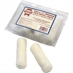 Image of Faithfull Mini Paint Roller Refills Medium Pile 100mm Pack of 10